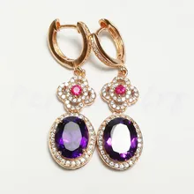 Серьги с аметистом в виде капли на ювелирные изделия натуральный и настоящий аметист Серебро 925 пробы для женщин 2.4ct* 2шт драгоценный камень# B18050901