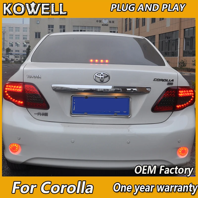 KOWELL автомобильный Стайлинг для Toyota Corolla задний светильник s 2007-2010 Corolla светодиодный задний светильник Altis светодиодный задний фонарь DRL+ тормоз+ Парк+ сигнал