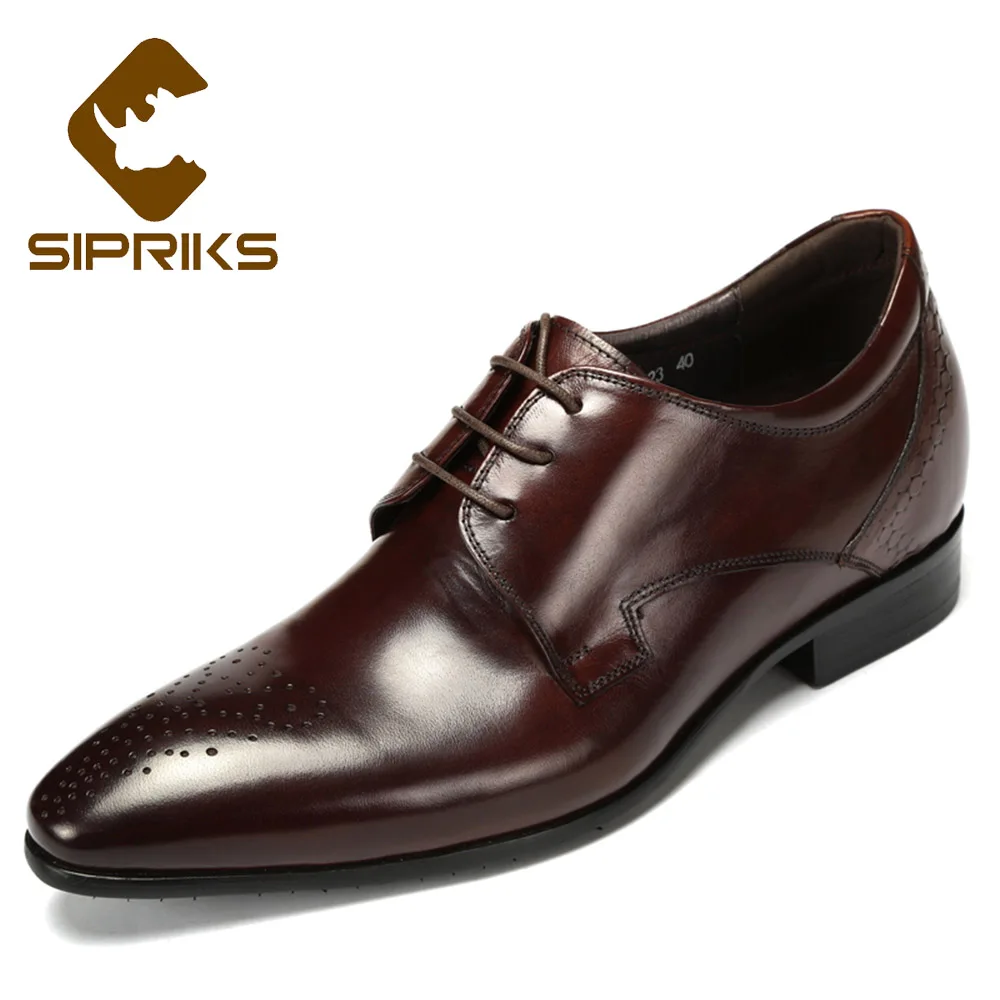 Sipriks Dark Brown Hidden Heel Shoe For Men Genuine Leather Men Dress