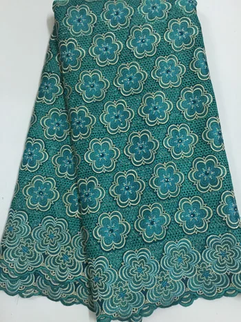 

ELL2823 African Swiss Voile Lace High Quality Nigerian Wedding Lace Fabrics/ 5 Yards 100% Cotton Stones of Dry lace with Stones