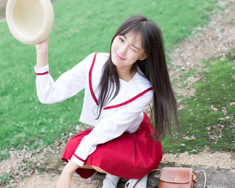 2 Цвет японский классический с длинными рукавами Сейлор униформы белый воротник Япония высокое школьная Униформа Косплэй пикантные милые девушки