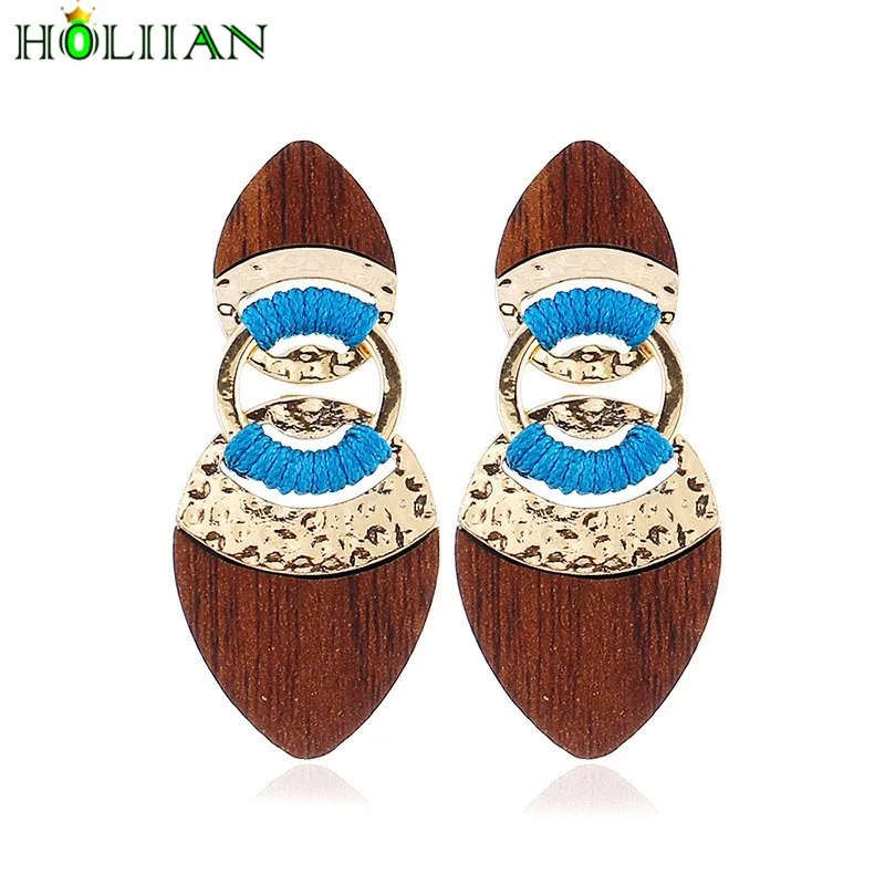 

boho for Women geometric stud earring tribal ethnic bohemia wood alloy pendant earring vintage gothic maxi jewery bijoux femme