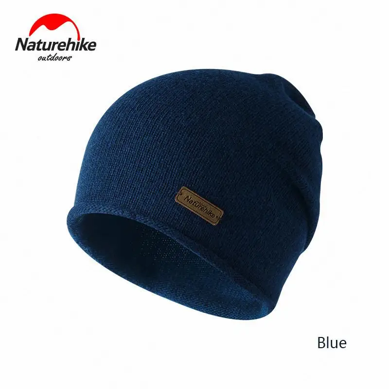 Naturehike зимняя вязаная шерстяная шапка с защитой от ушей, мягкая дышащая шапка для походов на открытом воздухе, для кемпинга, шляпы для путешествий, для мужчин и женщин - Цвет: Navy Blue
