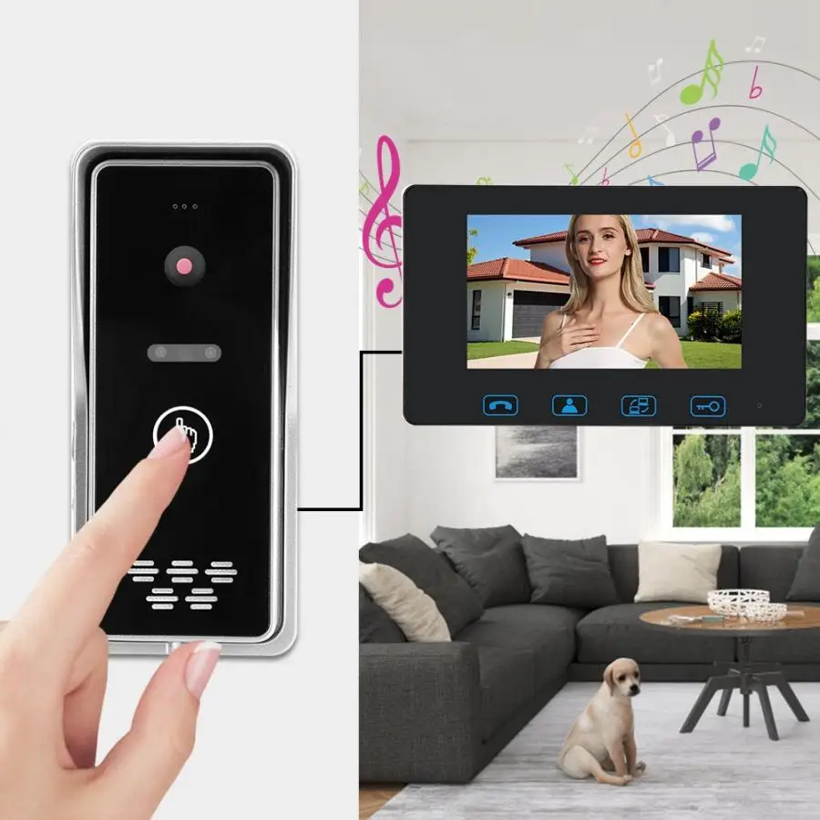 

7inch Wireless Video Touch Key Camera Door Phone Doorbell Intercom Entry System