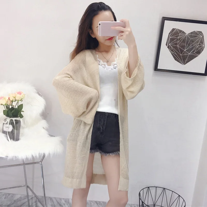 Women Summer Thin Sunscreen Cardigan Loose Casual Long Sleeve Knitted Cardigan Jacket Female Solid Color Sun Protection Tops Women Summer Thin Sunscreen Cardigan Loose Casual Long Sleeve Knitted Cardigan Jacket Female Solid Color Sun Protection Tops
