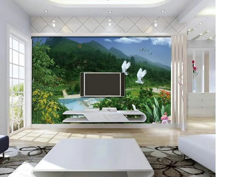 Beibehang раскладывающийся диван 3D стереоскопического ТВ Настенная Обои Зеленый фон обои для стен 3d Papel де Parede