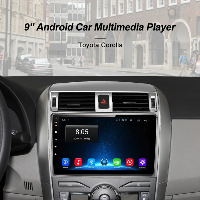Top AWESAFE 2 din Android 8.1 Car DVD Player GPS for Toyota Corolla E140/150 2007 2008 2009 2010 2011 2012 2013 9