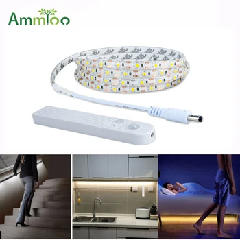 

AmmToo DC 5V 1M 1.5M 2M 3M Led Strip SMD2835 Waterproof IR Flexible Led Tape Auto On/Off Wardrobe Bedroom Lighting 4 AAA Battery