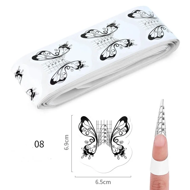 

100PCS Nail Forms Disposable Nail Art Guide Paper White Butterfly Nails Gel UV Extension French DIY Manicure Tools For Gel Nails