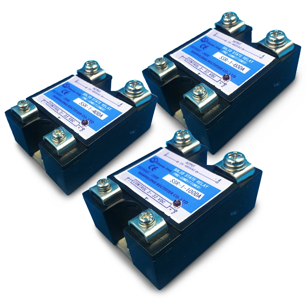 Бесплатная доставка Новое поступление SSR 40A 60A 100A выход 35 ~ 480VAC вход 3 32VDC Однофазное