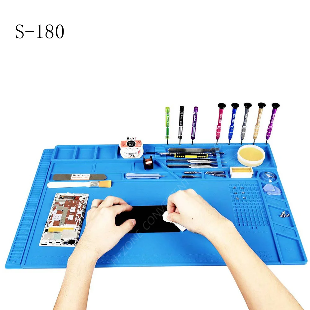 

Big size S-180 55*35 CM BGA Heat Insulation Silicone Soldering Pad Repair Maintenance Platform Desk Mat with Magnetic Section