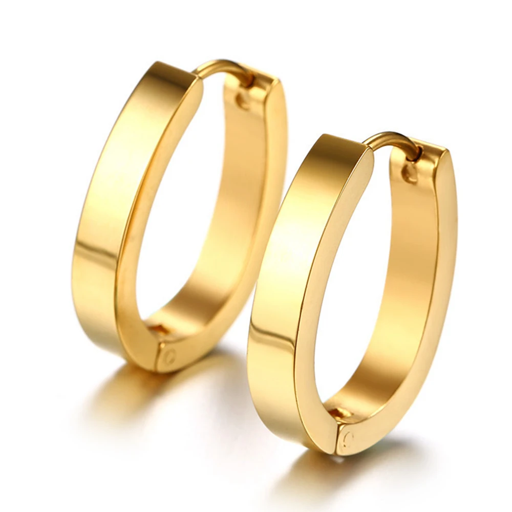

SEASHA Simple Stainless Steel Golden Hoop Earrings for Women Men Unisex Allergy-free Daily Wear Accessories
