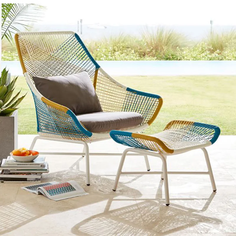 Outdoor Garden sofa PE rattan chair creative chair rattan sofa indoor leisure sofa sponge seat cushion pedal outdoor furniture