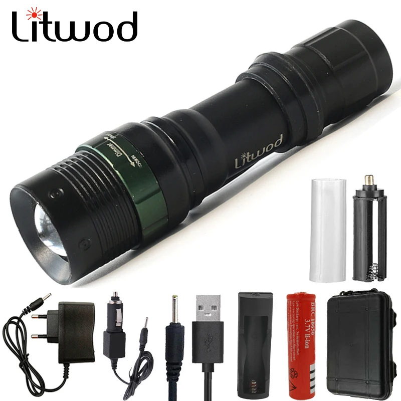 Litwod CK91 Алюминий Мощный светодиодный вспышка светильник XML T6 фонарь