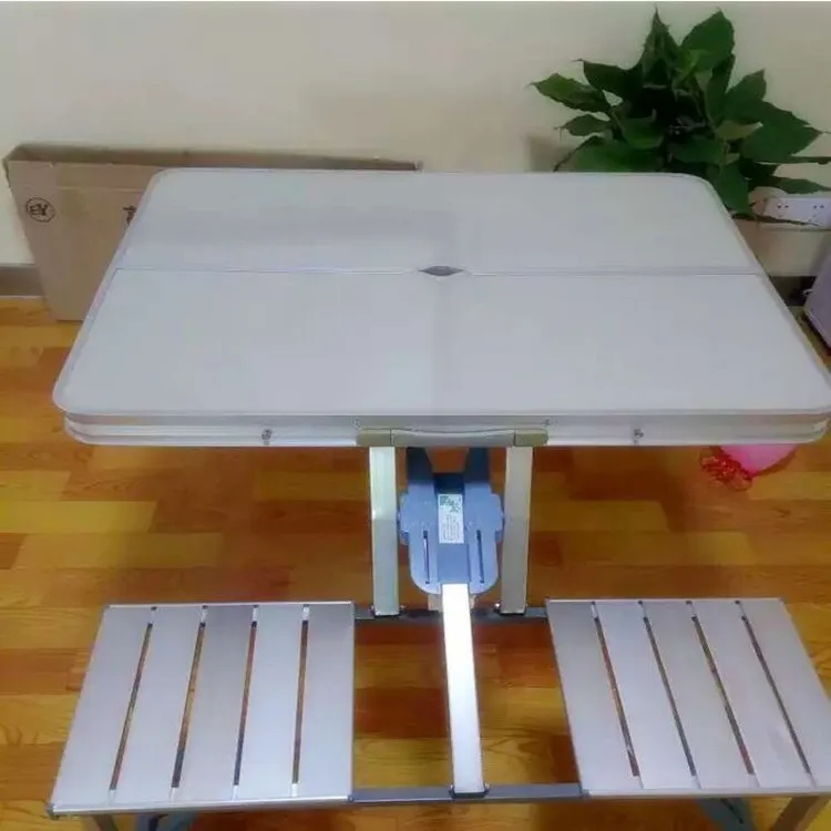 

Aluminium Alloy Table Outdoors Travel? Picnic Aluminum Conjoined Fold Tables And Chairs Fold Whole Aluminum Table