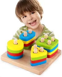 Развивающие деревянные Геометрические Сортировки Доска блоки Монтессори детские развивающие игрушки строительные блоки