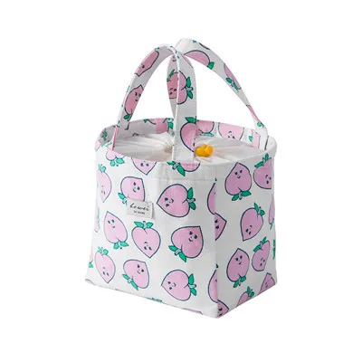 Изолированный ланч-мешок на шнурке для детей, Женская Термическая сумка для еды, Портативный функциональный охладитель для путешествий, пикника, Ланч-бокс, сумка-тоут - Цвет: C