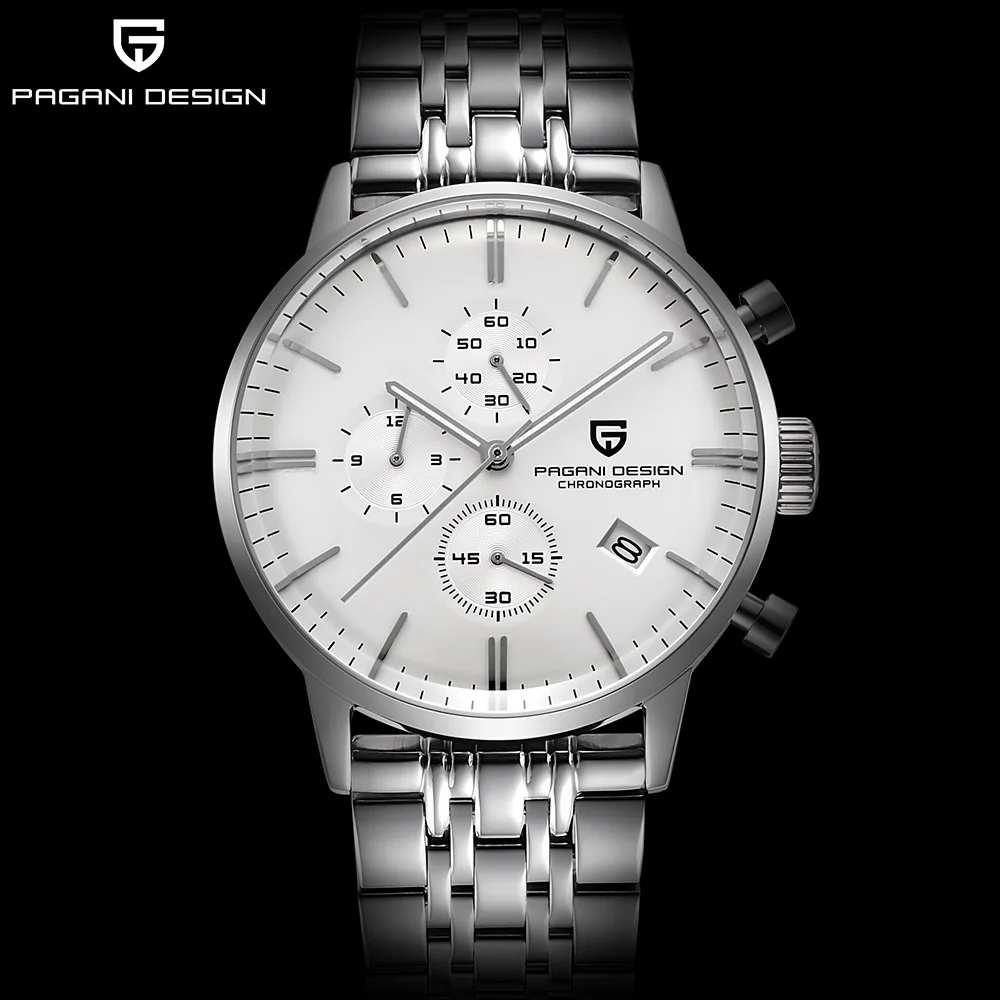 PAGANI дизайнерские брендовые Роскошные многофункциональные мужские часы из нержавеющей стали модные спортивные военные кварцевые часы мужские Relogio Masculino - Цвет: silver