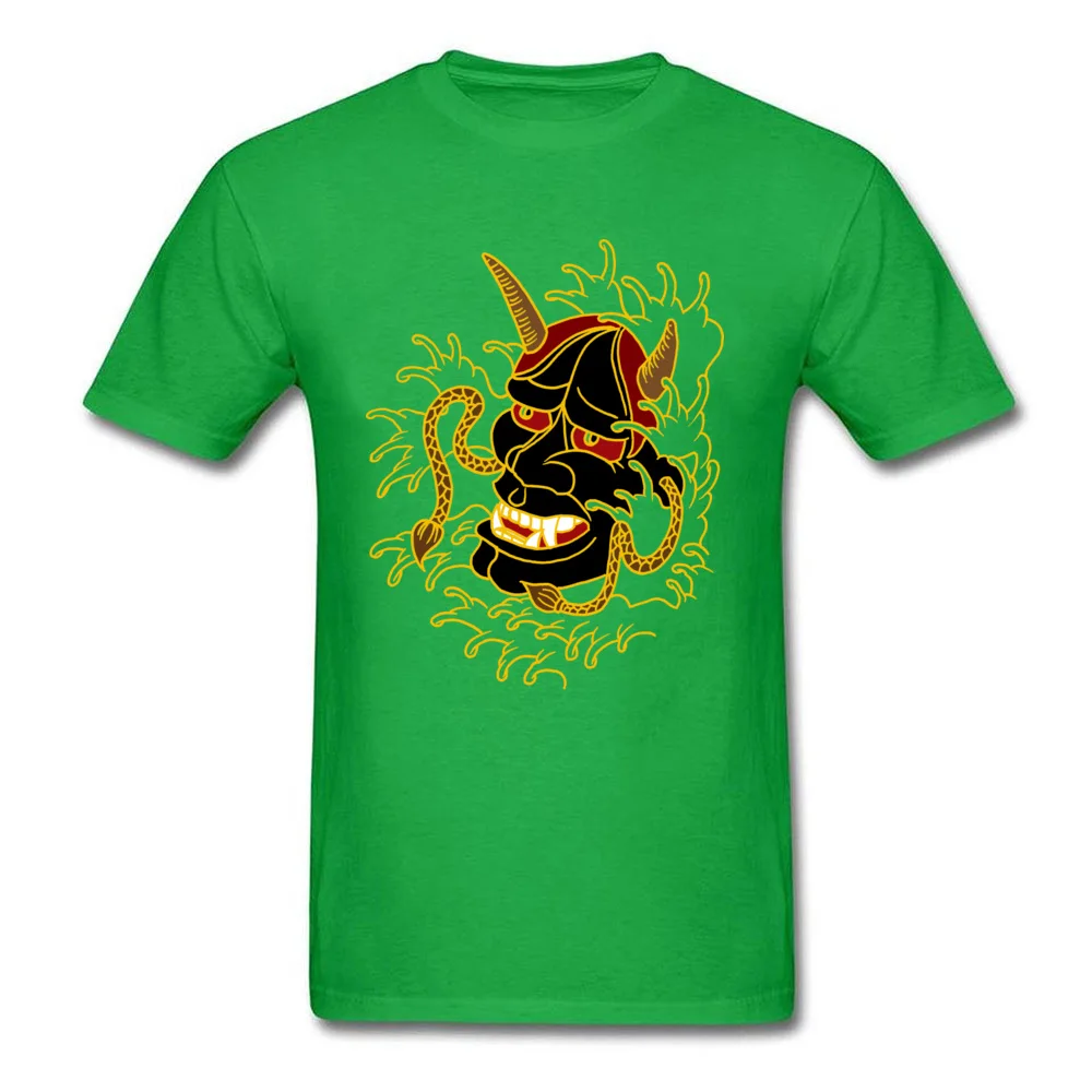 Hannya Crew Neck Top T-shirts Summer/Fall Tops Tees Short Sleeve Fashionable Pure Cotton Printed Tops T Shirt comfortable Mens Hannya green