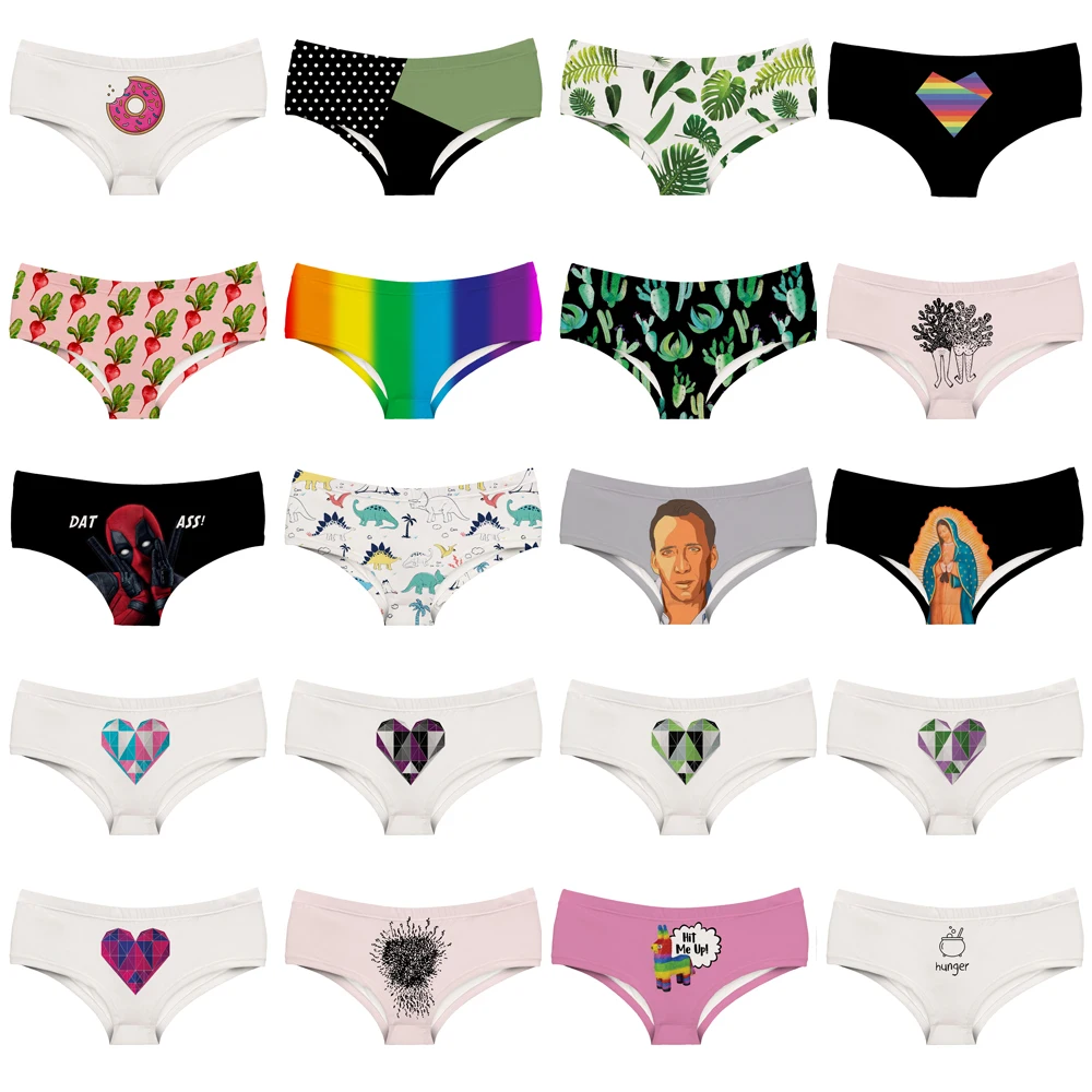 

LEIMOLIS Cartoon Deadpool heart funny print sexy hot panties female kawaii Lovely underwear push up briefs women lingerie thongs