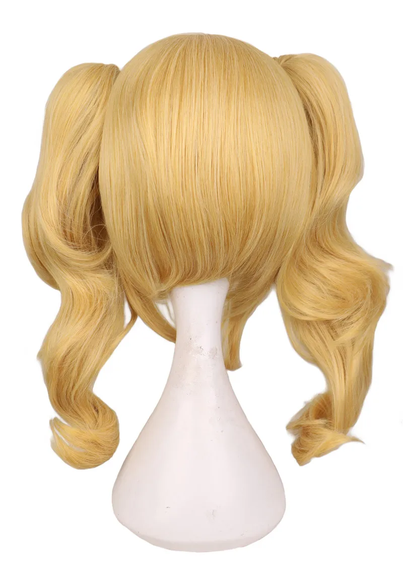 QQXCAIW Long Wavy Cosplay Mixed Blonde Wig With Ponytails