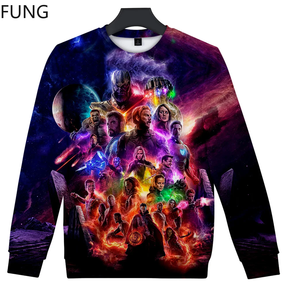 FUNG Avengers Endgame Sweatshirt Jacket Quantum Realm Cosplay Harajuku Streetwear Casual O-Neck Loose Sweatshirt Men/Women