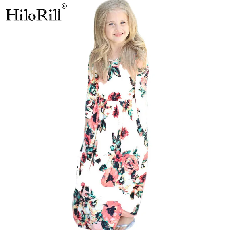 

Girls Long Dress 2019 Summer Floral Print Children Beach Dress Beachwear Maxi Dress Kids Party Dresses Vestidos fit 2T-10T