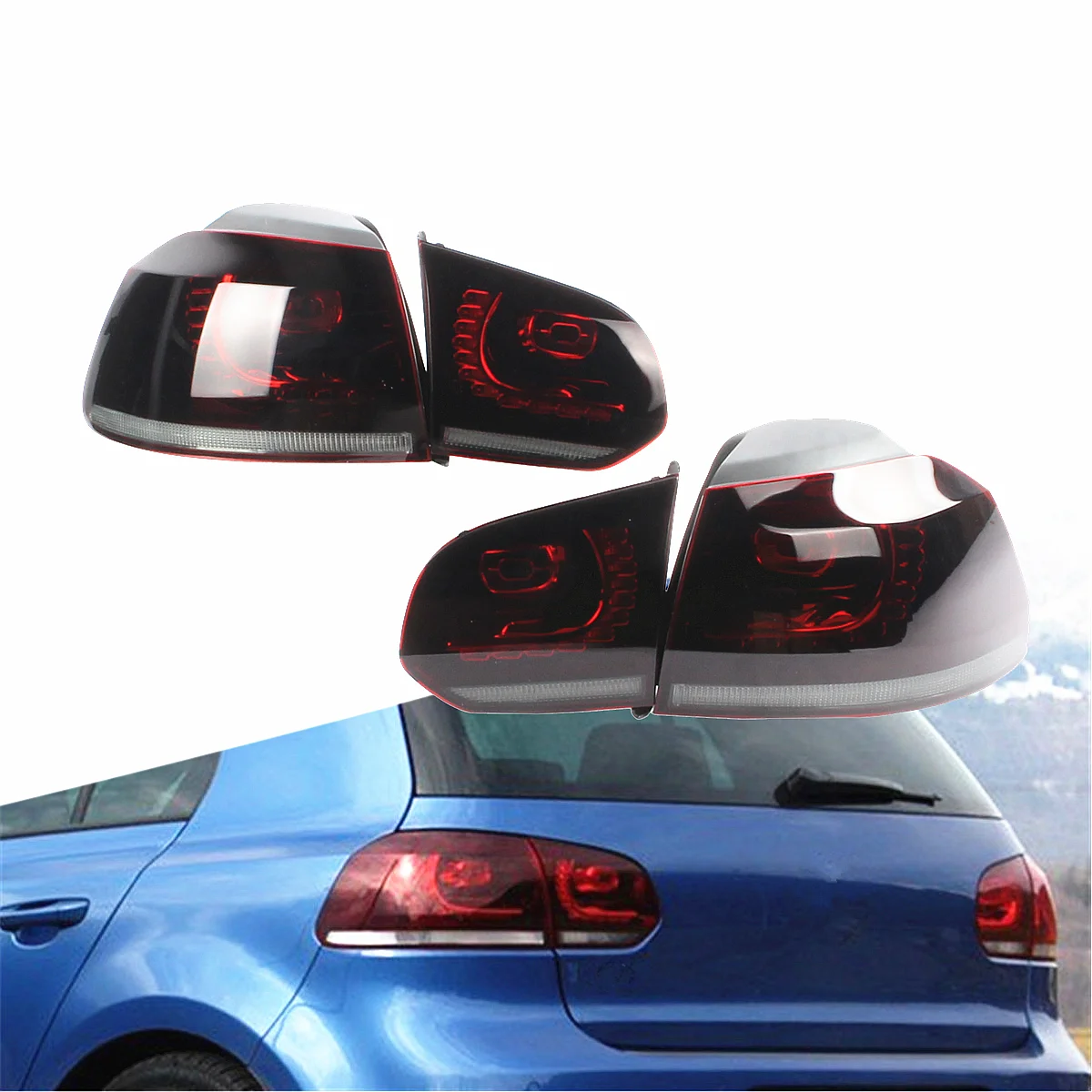 

1 Set Golf 6 R Style Dynamic LED Flash Dark Red Taillight Lamp Turn Light Indicator Fit For VW Golf Gti R GTD MK6 VI 6 2009-2013