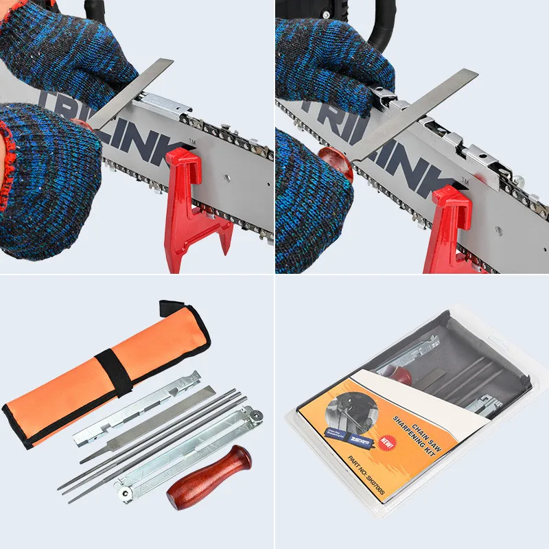 Chain saw trowel bag set electric chain saw hoe chain trowel Wooden handle Flat wart Depth Gauges Sickle Boring tool holder