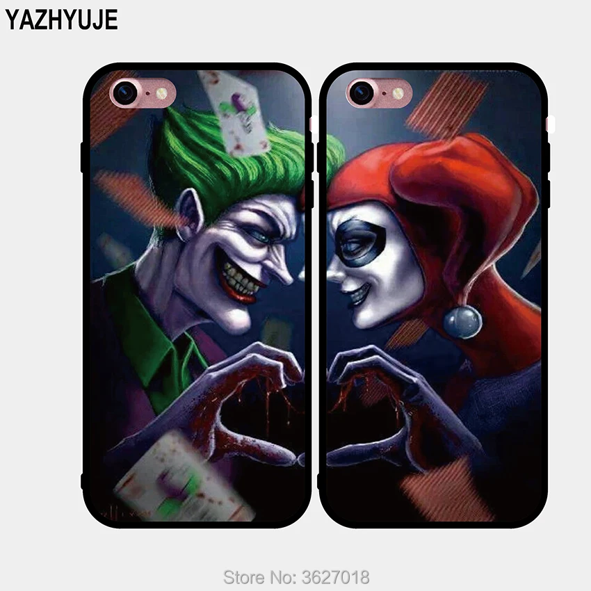 YAZHYUJE New Black sot tpu Couple harley quinn and joker Phone Case for