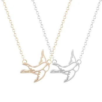 QIMING Fashion Women Brand Accessories Vintage Jewelry Swallow Necklace Alloy Clavicle Chain Wholesale Jewelry
