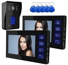 Freeship de dhl 7 “pulgadas LCD Video de La Puerta Teléfono Intercom Timbre de la Puerta de Control de Acceso RFID Sistema de Entrada de Seguridad 1 Cámara 2 Del Monitor