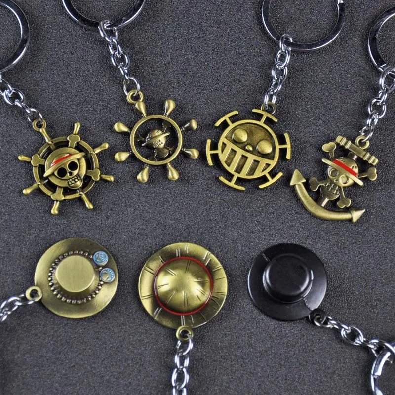 

Hot Selling Diy Handmade Key Fob Metal Japan Cartoon One Piece Keychains Monkey D Luffy Hat Rudder Zoro Nami Usopp Sanji Chopper