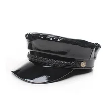 Женская кепка в стиле ретро на плоской подошве в стиле милитари с закрученным канатом, из лакированной кожи, с якорем, в британском стиле, в морском стиле, кепка Baker Boy, роскошная яркая, элегантная, Черная