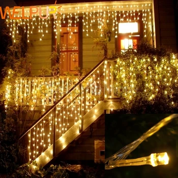 

Christmas Garland LED Curtain Icicle String Light 220V 4m 100Leds Indoor Drop LED Party Garden Stage Outdoor Decorative Light