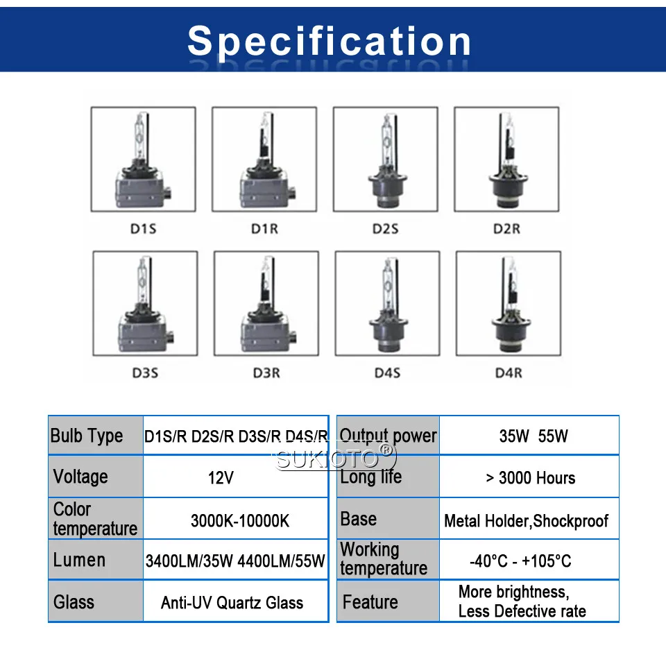 ambient lighting car SUKIOTO 2PCS D1S D2S D3S D4S Xenon Bulb 3000K 4300K 6000K 35W D2R D1R D3R D4R 5000K JAPAN QUALITY HID XENON BULB ORIGINAL D1S D2 car led lights