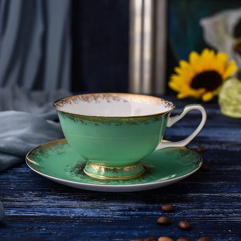 GLLead Европейский костяной фарфор золотой керамический кофейная чашка и блюдце набор послеобеденный Досуг чайная чашка домашний завтрак чайные чашки - Цвет: Style E