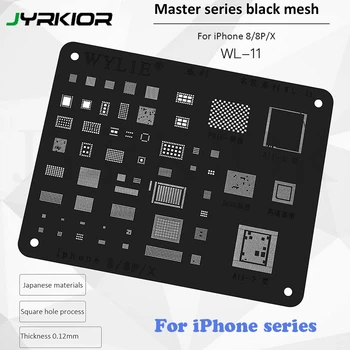 

Jyrkior A10 A11 A12 A13 CPU Planting Tin Mesh BGA Reballing Black Stencil Template For iPhone 5s 6/6s/7/8/X XS MAX XR/11 PRO MAX