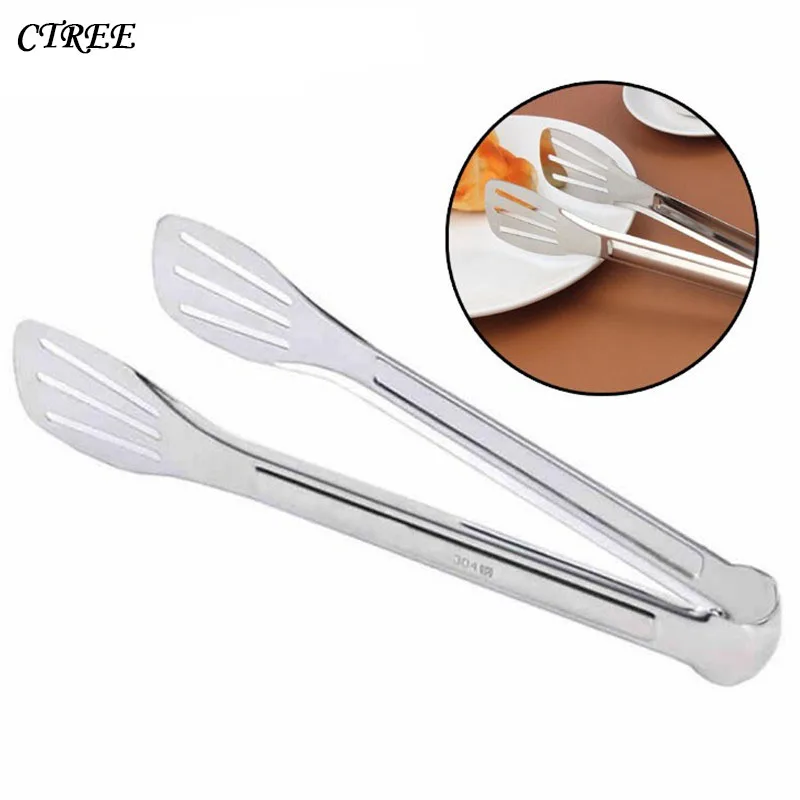 

CTREE 1Pcs Food Clip Tongs Stainless Steel Food Clip BBQ Tongs Non-Stick Heat Resistant Cake Clip Bread Salad Kitchen Tool C330