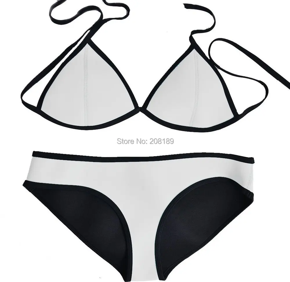 

MUXILOVE Classic Color Women 100% Neoprene Adjustable Straps Bikini Set Swimwear Swimsuit Bathing Suit Top & Bottom Biquini