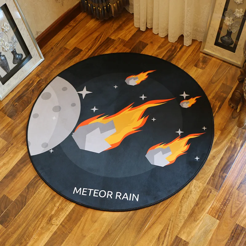 Kids room Spacecraft Cosmic Space Carpet Baby Bedroom Round Modern Rugs