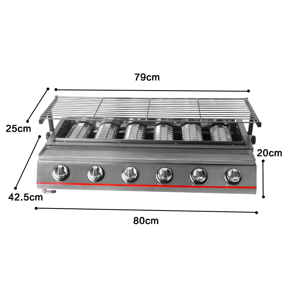 ITOP 6 горелок газовое барбекю гриль из нержавеющей стали LPG гриля барбекю грили сверхмощное кухонное оборудование для барбекю для наружная машина