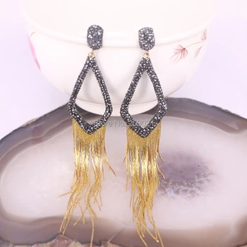

New Popular 5Pairs Pave Crystal Rhinestone Long Tassel Earrings Charms Women Jewelry Earrings