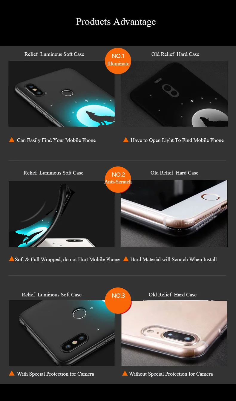 Luminous Soft Back Cover Case Silicon Cover for Xiaomi 6X Redmi S2 Mi 8 Mi 8SE (11)