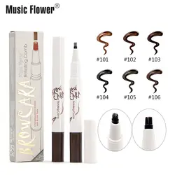 Музыка цветок 6 цветов/много Вращающийся карандаш для бровей макияж комплект Водонепроницаемый вилка Совет бровей Тату Pen Eye Brow