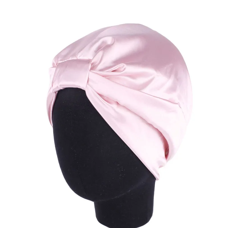 New Silky Turban Satin Lining Sleep Cap Women Chemo Hat - Цвет: Розовый