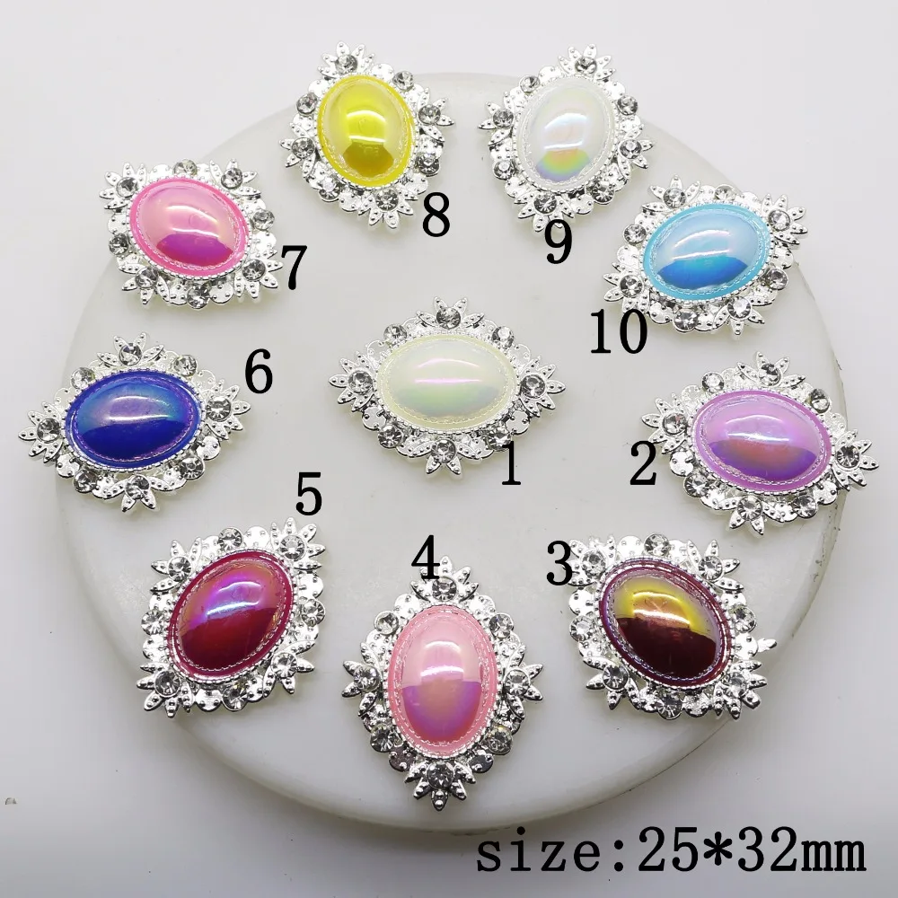 

Fashion Hot 10Pcs/lot 25*32mm oval Pearl Alloy jewelry Accessories Flat Back Rhinestone AB pearls Base Settings Wholesale