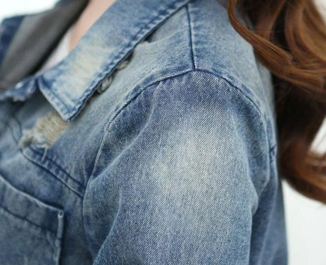 Vangull Большой Размер 4XL 5XL Женская джинсовая куртка длинная джинсовая куртка Пальто повседневные потертые Женские базовые куртки верхняя одежда нового размера плюс