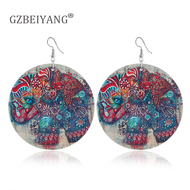 GZBEIYANG этнические деревянные круглые Модные женские ювелирные изделия серьги с