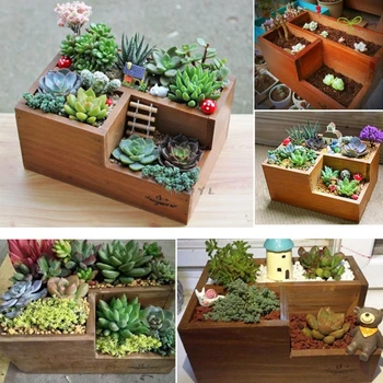 

Wooden Garden Herb Planter Window Box Trough Pot Succulent Flower Plant Bed exquisite plant pot